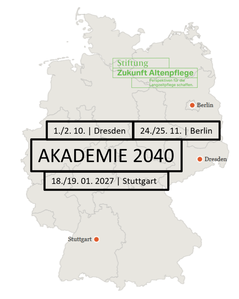 Akademie 2040 Karte mit Dresden, Berlin und Stuttgart
